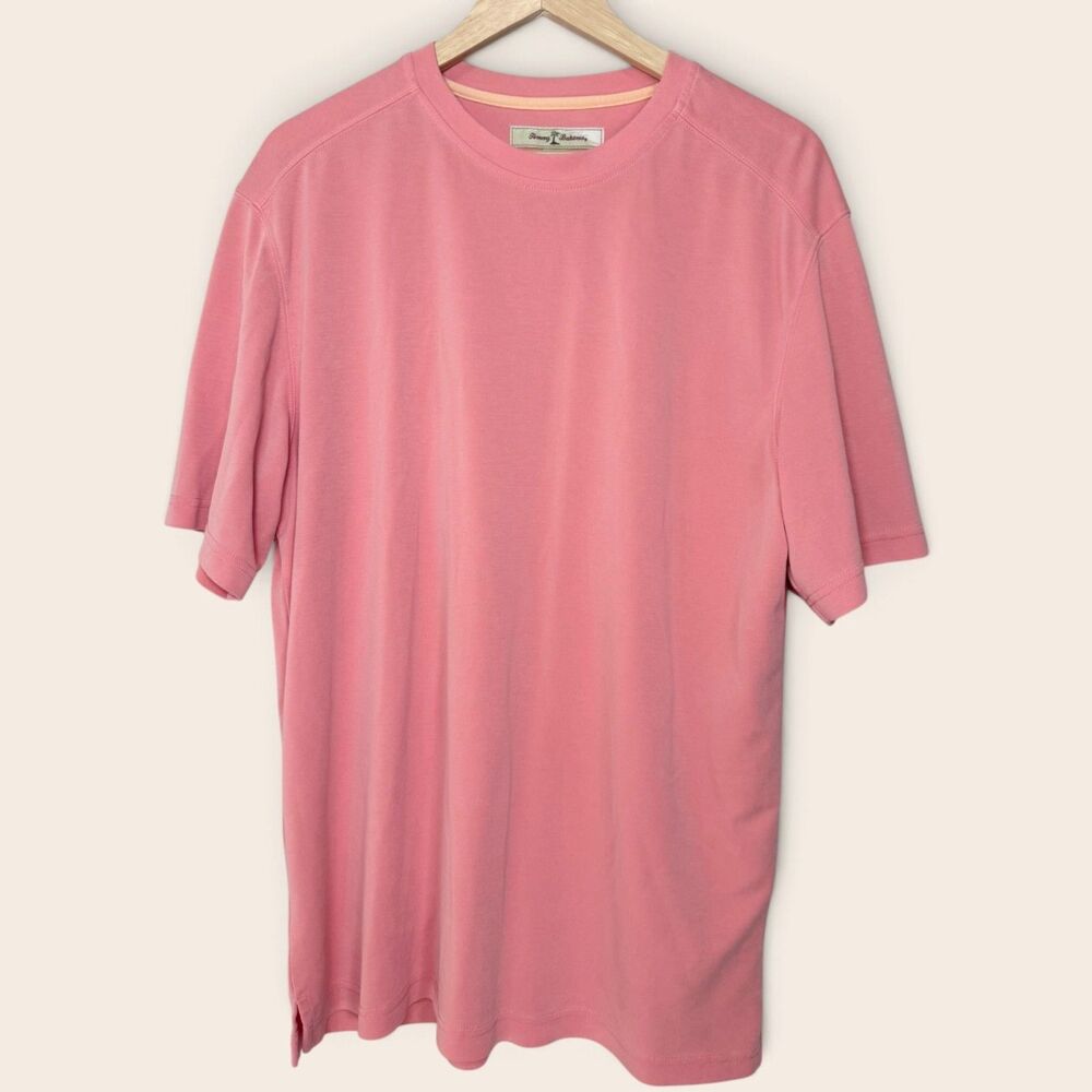 Tommy Bahama Salmon Orange Tencel Tee Large Coastal Resort Quiet Luxury